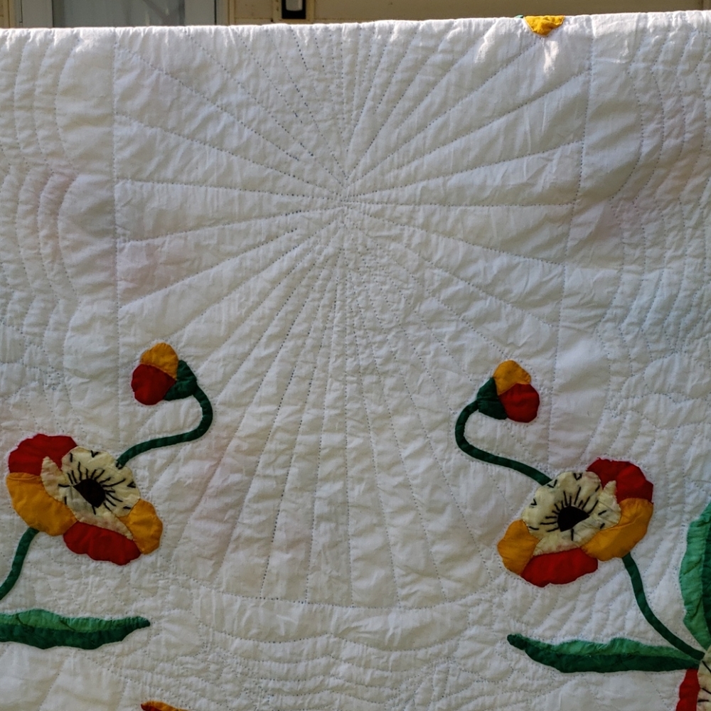 LAST OFFER* NEW Twin Size Quilt Hand Quilted Fall Winter Home Decor Applique - Picture 6 of 8